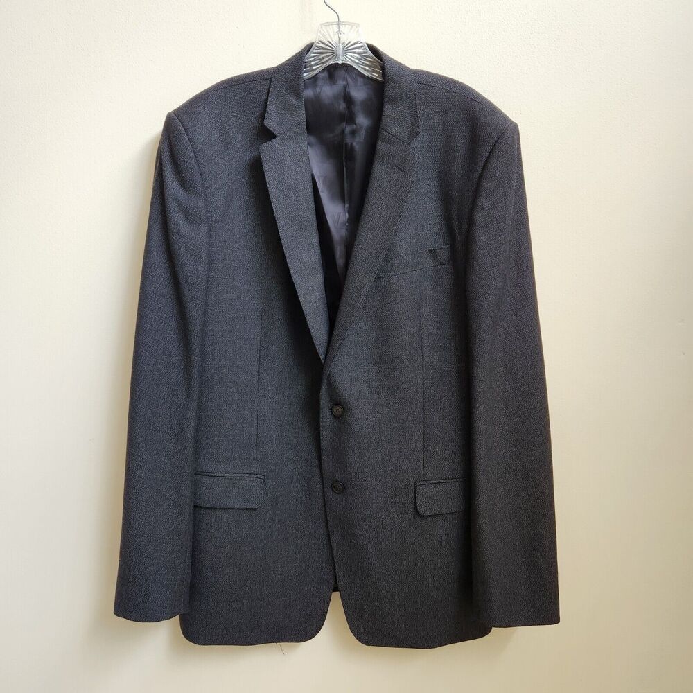 Versace Collection Blazer Mens IT 56 Black Heather Wool Sport Coat Designer Work